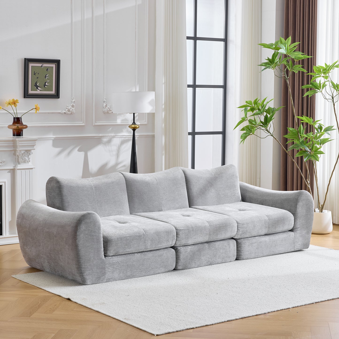 Modular Cloud Sofa Bed - Convertible Sectional Sofa in Grey