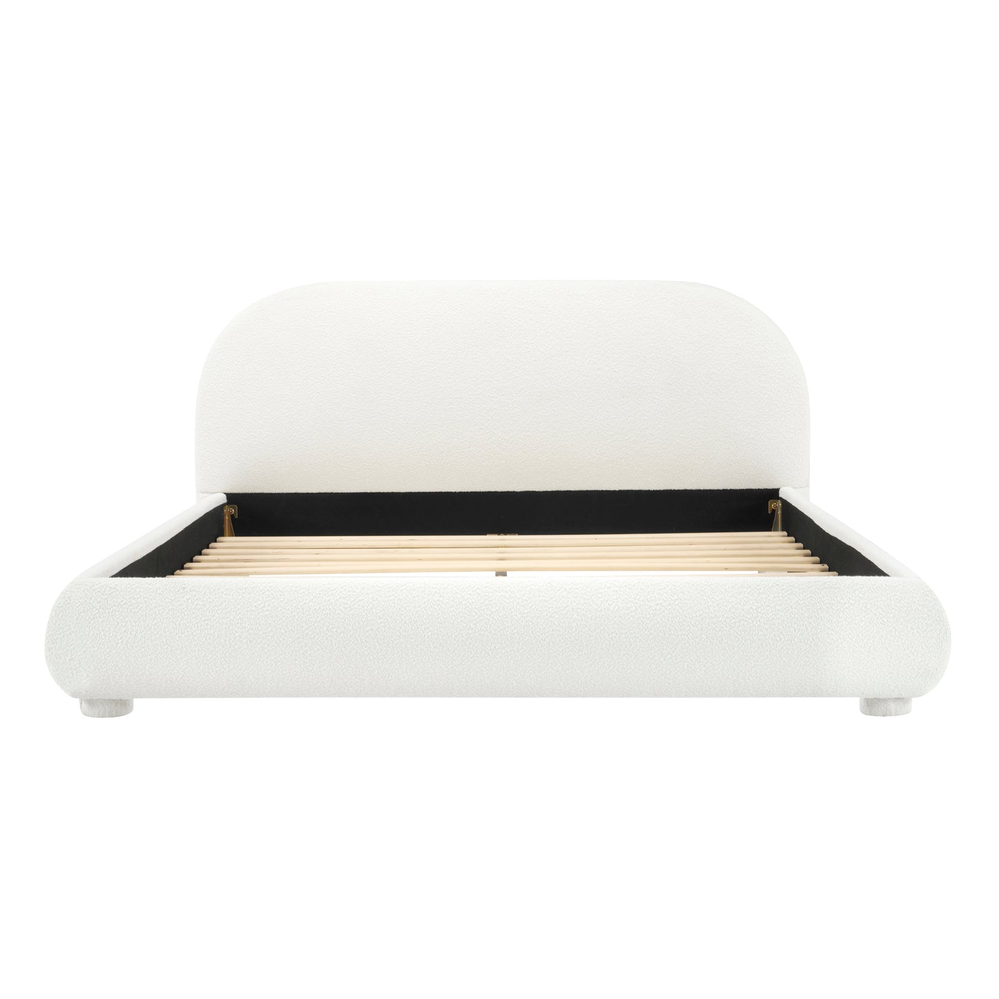 Cream Fabric Upholstered Queen Bed Frame - Modern Design