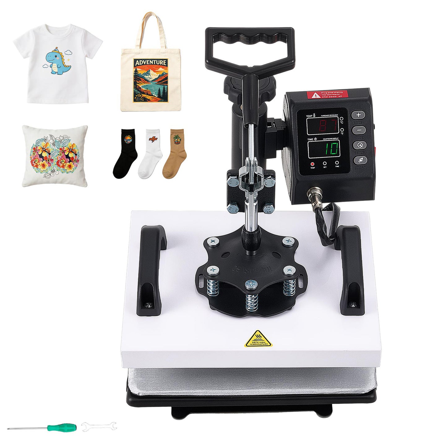 12x10 Inch Sublimation Heat Press Machine Swing Away Digital Control for T-Shirts, Canvas, Pillowcases