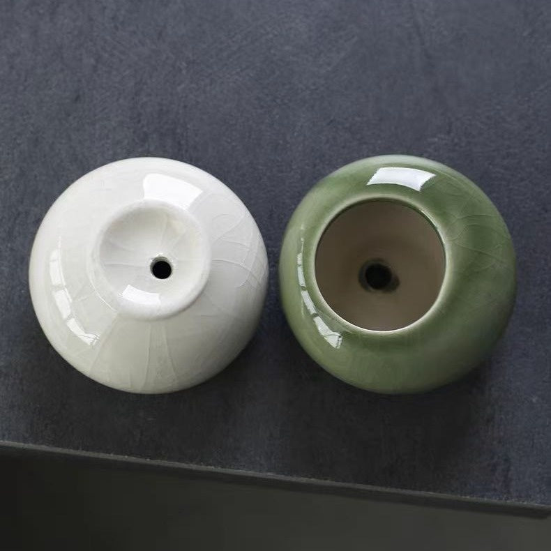 Mini Ceramic Flower Pot with Crackle Glaze - Indoor Garden Planter