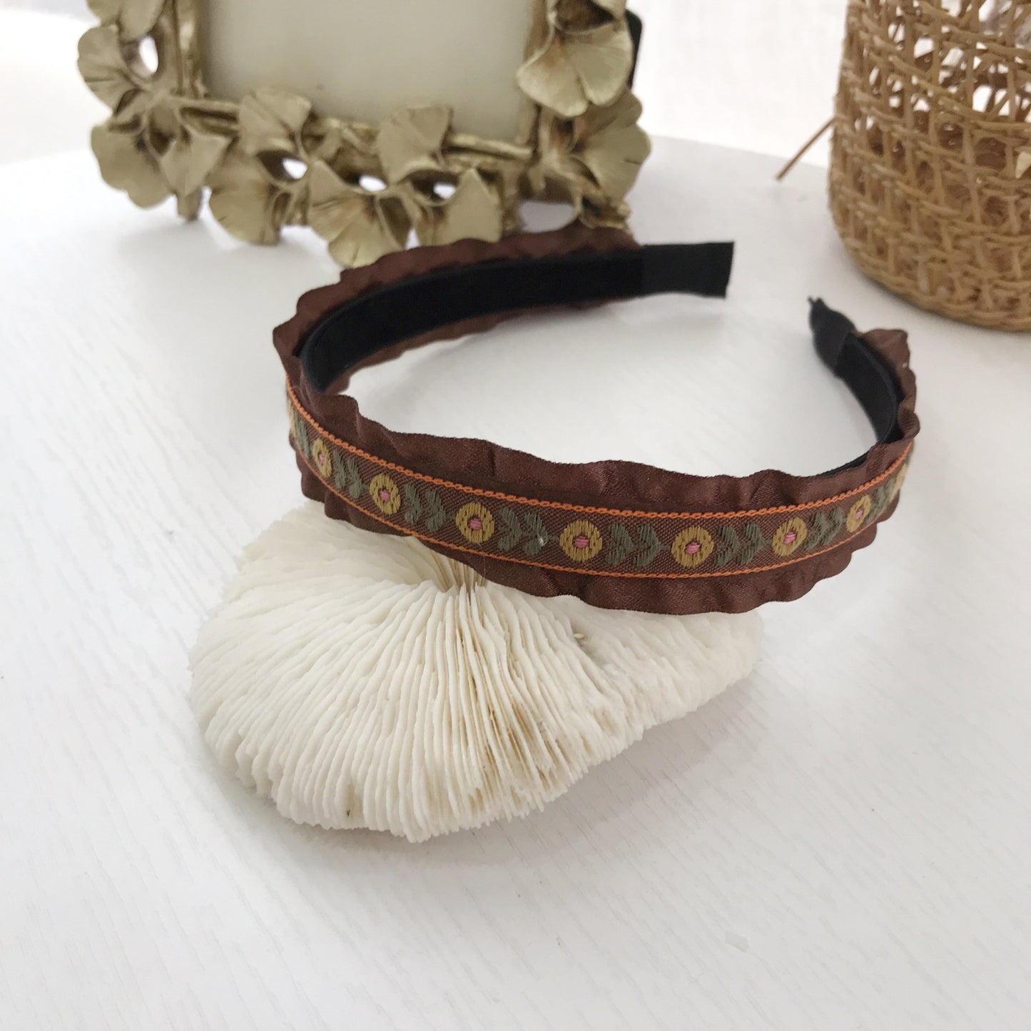 Black Rhinestone Hair Hoop - Exaggerated Wooden Ear Headdress for Hair Styling