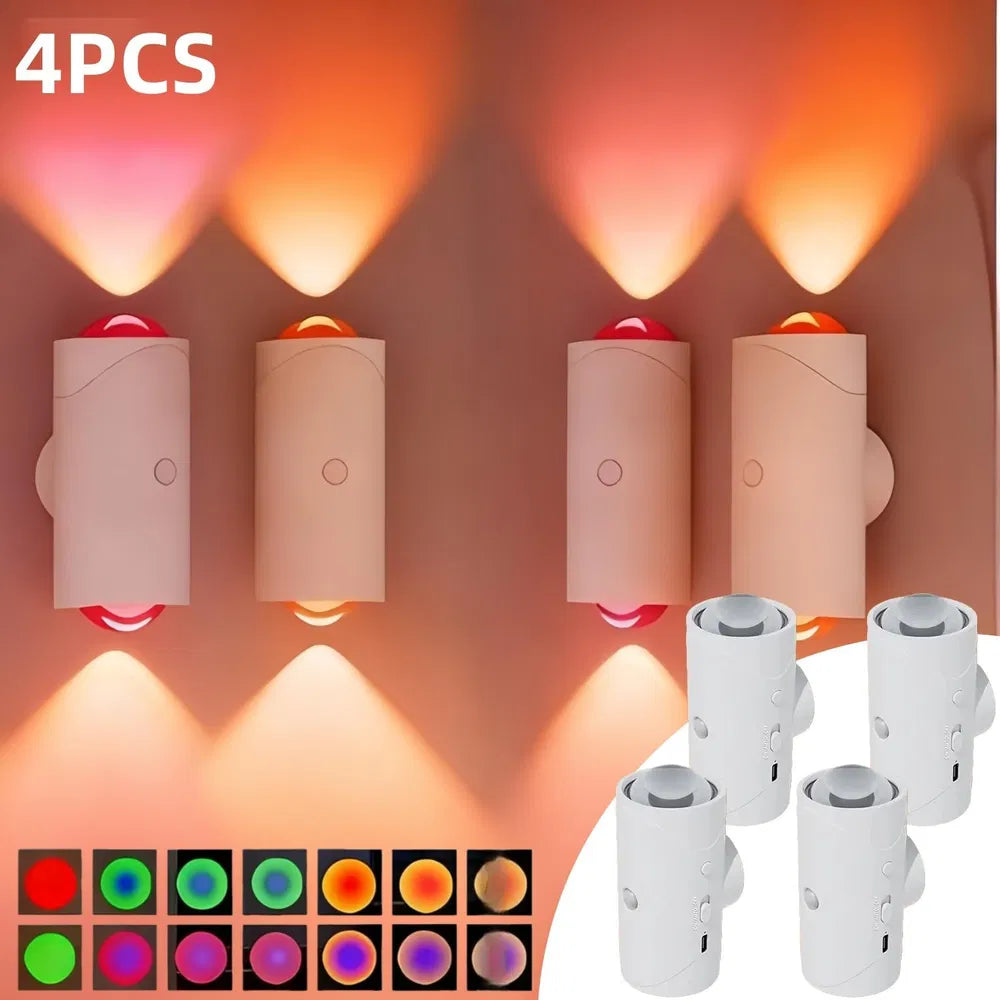 Motion Sensor Night Light Wall Lamp with USB-C Charging, Magnetic Mount, Color Changing for Bedroom & Bathroom - 2PCS