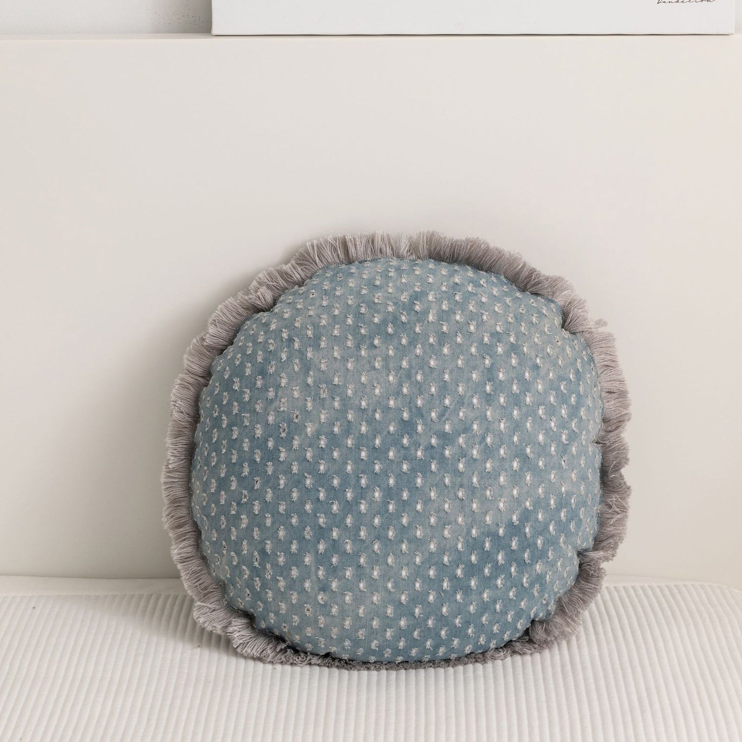 Denim Tassel Pillow Cover - Solid Color Home Decor Throw Pillow