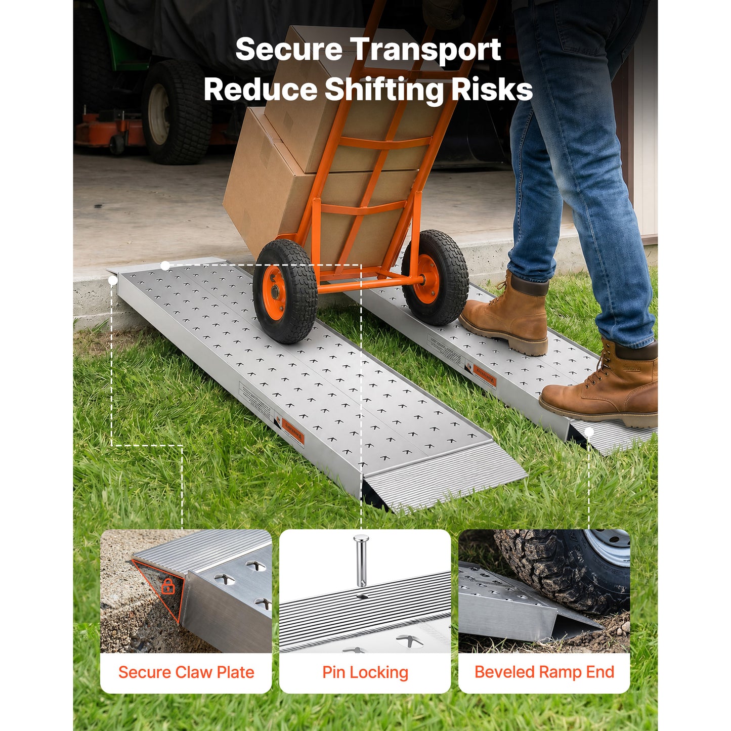 Heavy-Duty Aluminum Loading Ramps Set - 2 Pack, 55x12 Inches, Anti-Slip ATV & Vehicle Ramps, 3000LBS Capacity