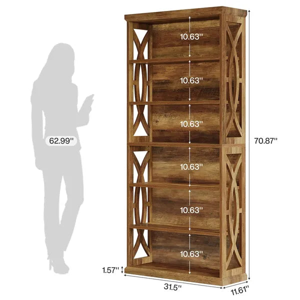 Tall Bookshelf with Stylish Design & Generous Storage - 31.5" L