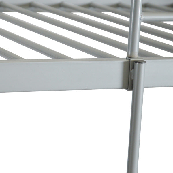 Iron Bed Bunk With Ladder For Kids Twin Size Gray