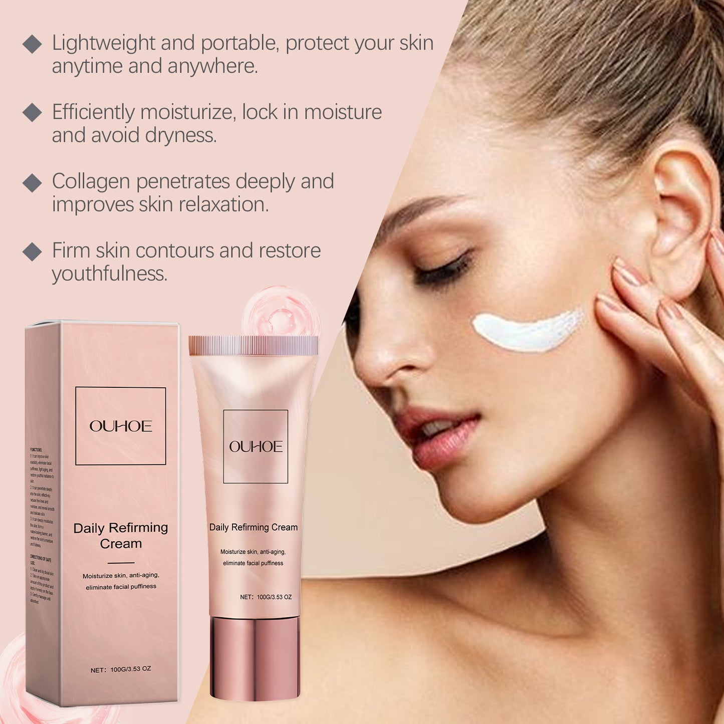 Hydrating Facial Cream with Collagen & Hyaluronic Acid - 100g