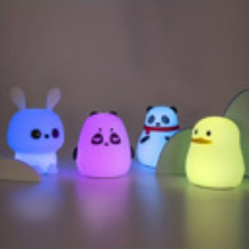 Color-Changing Silicone Night Light with Tap Control - USB Rechargeable Animal Shapes for Kids