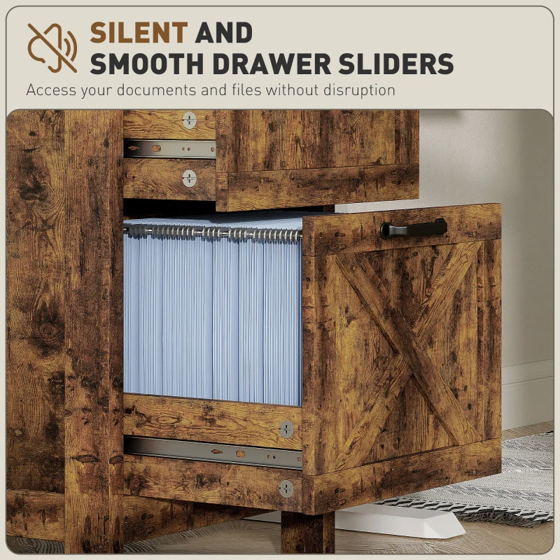 Rustic Farmhouse File Cabinet with 3 Drawers - A4 & Letter Size