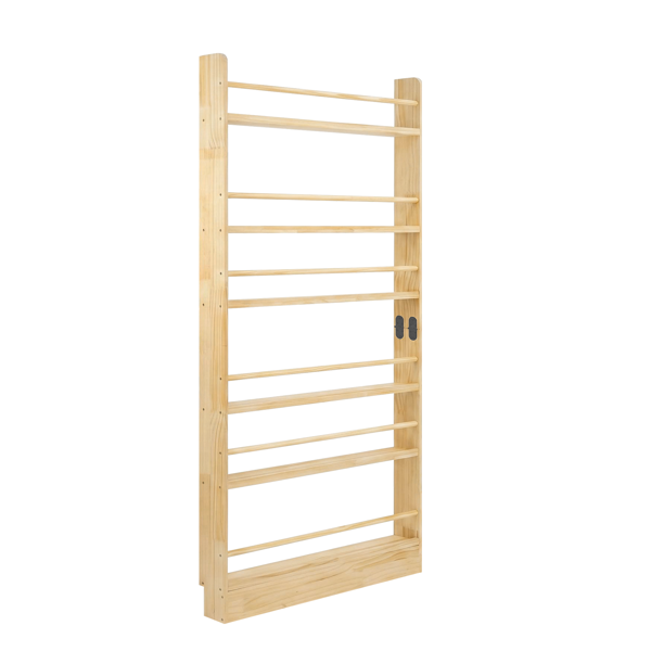 6-Tier Wooden Bookshelf - Slim Behind Door Storage for Kids