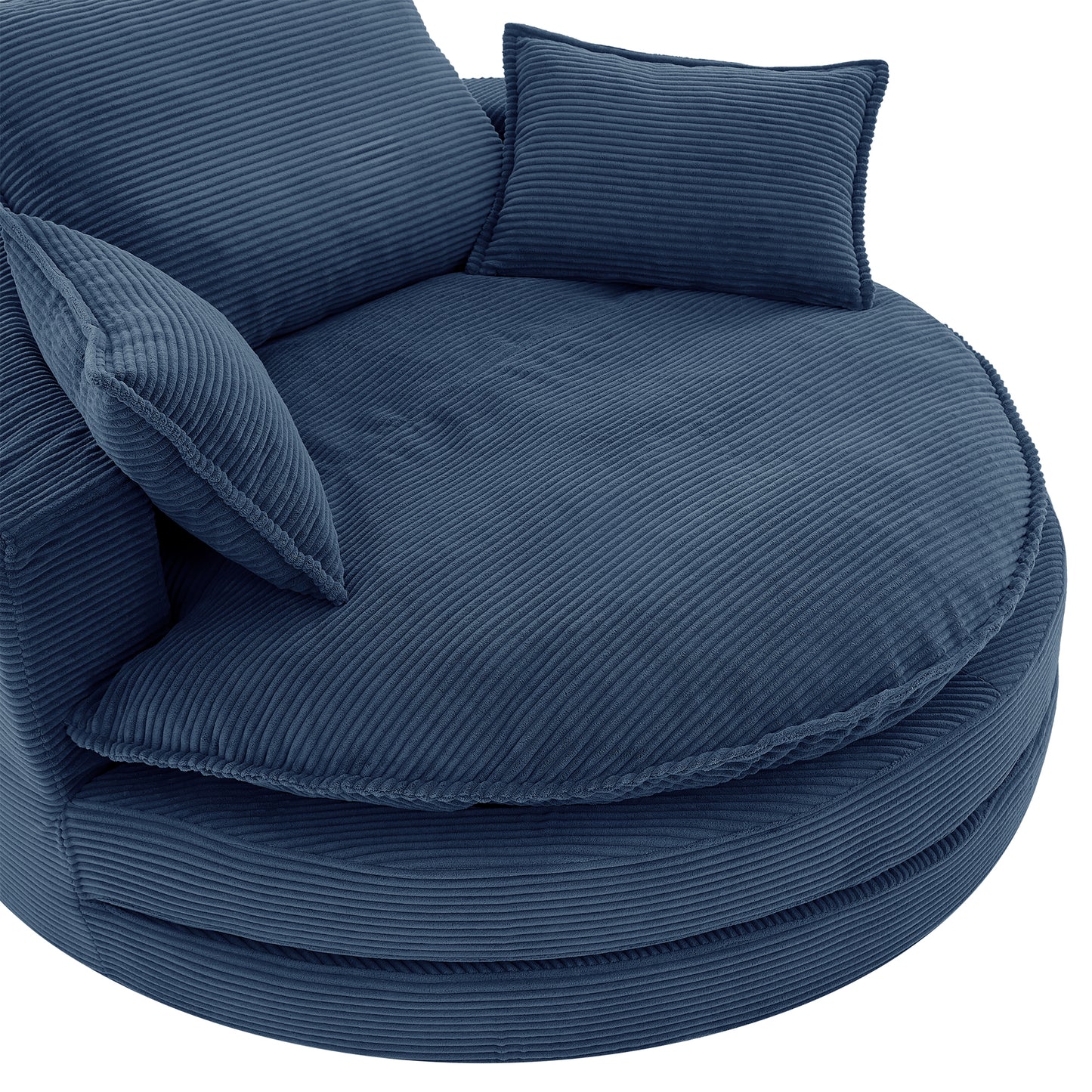 360° Swivel Accent Chair with Dual-Layer Cushion - Blue