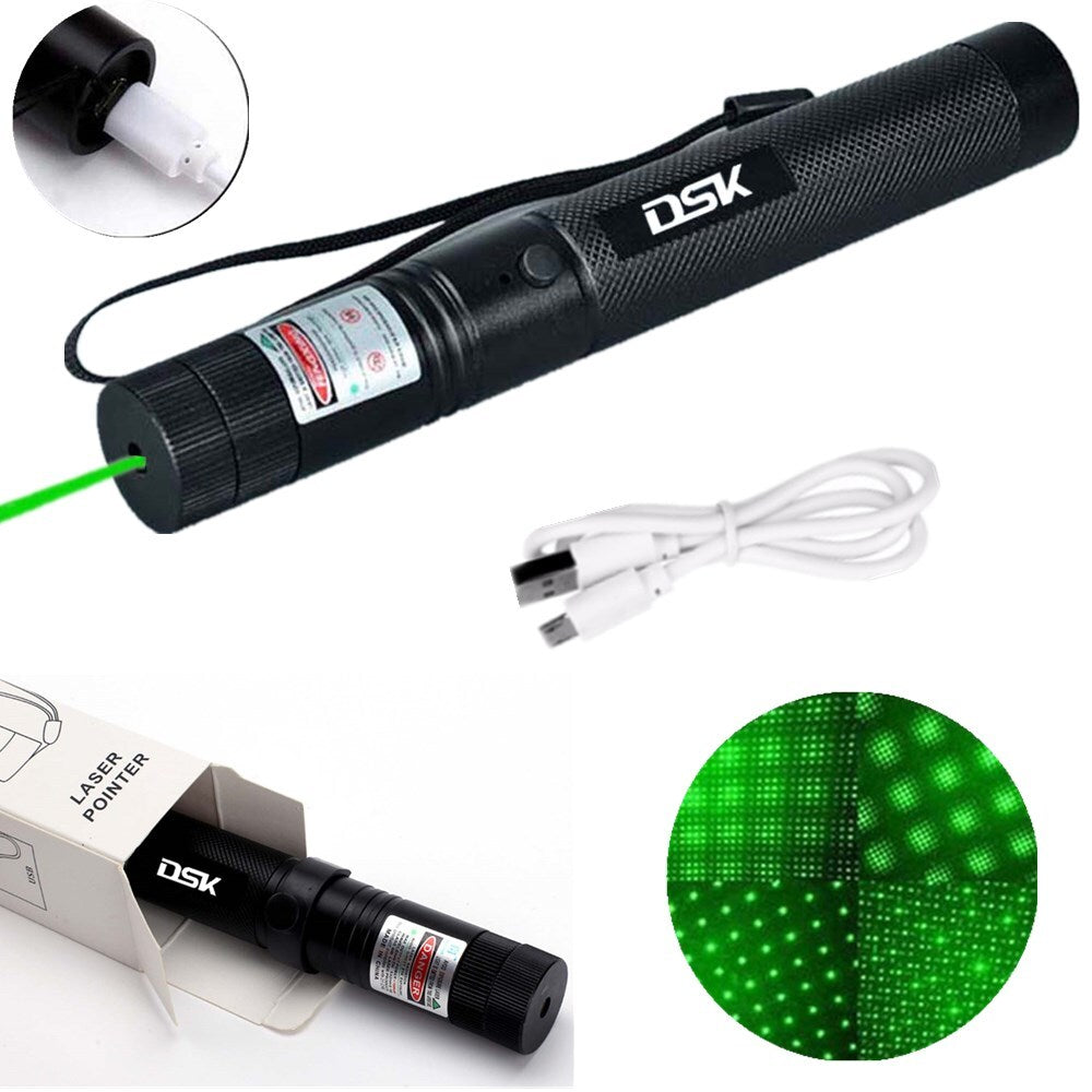 USB Rechargeable Green Laser Pointer Pen Light for Astronomy & Presentations