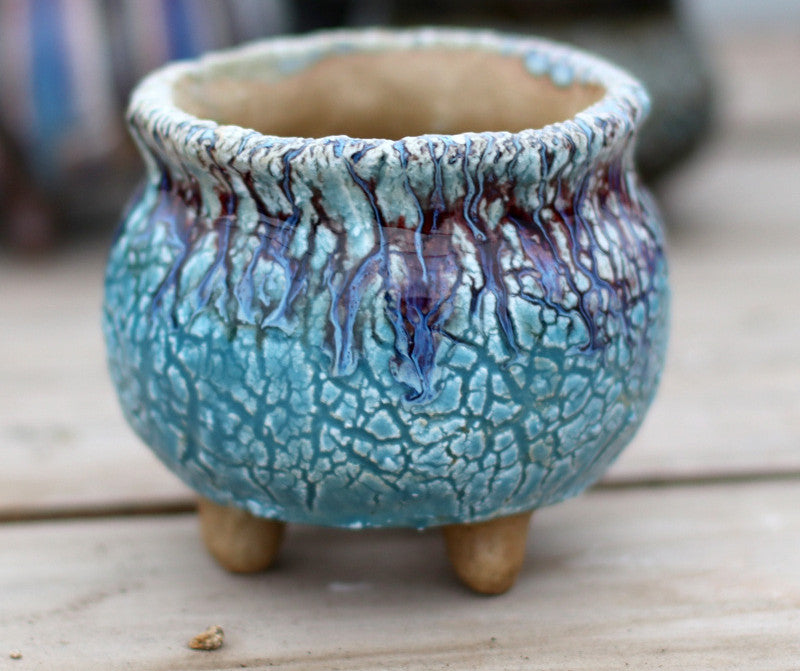 Creative Ceramic Flowerpot with Hand-Controlled Bursting Flow Glaze