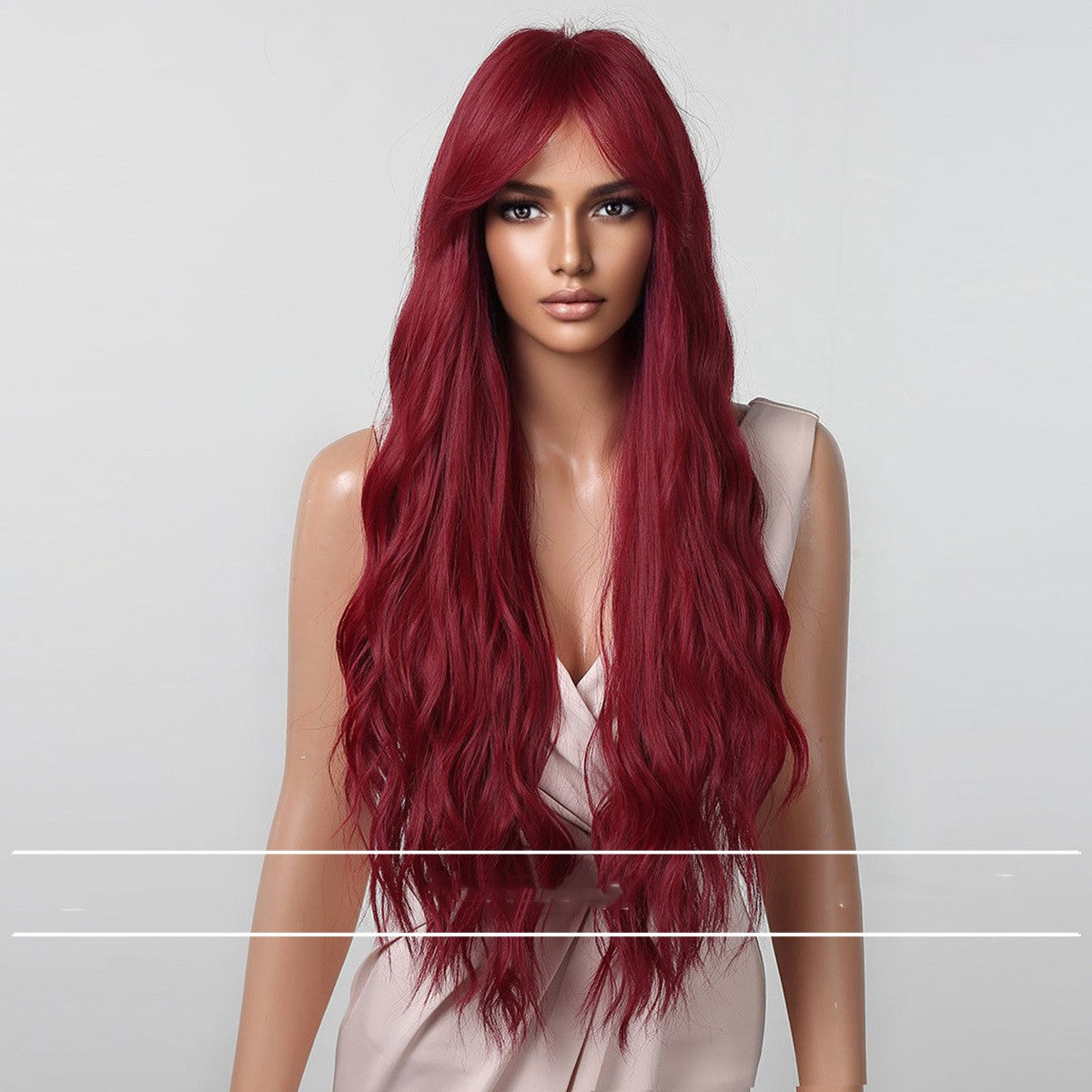 Long Curly Wavy Synthetic Wig - Wine Red 29 Inch Hair Extension