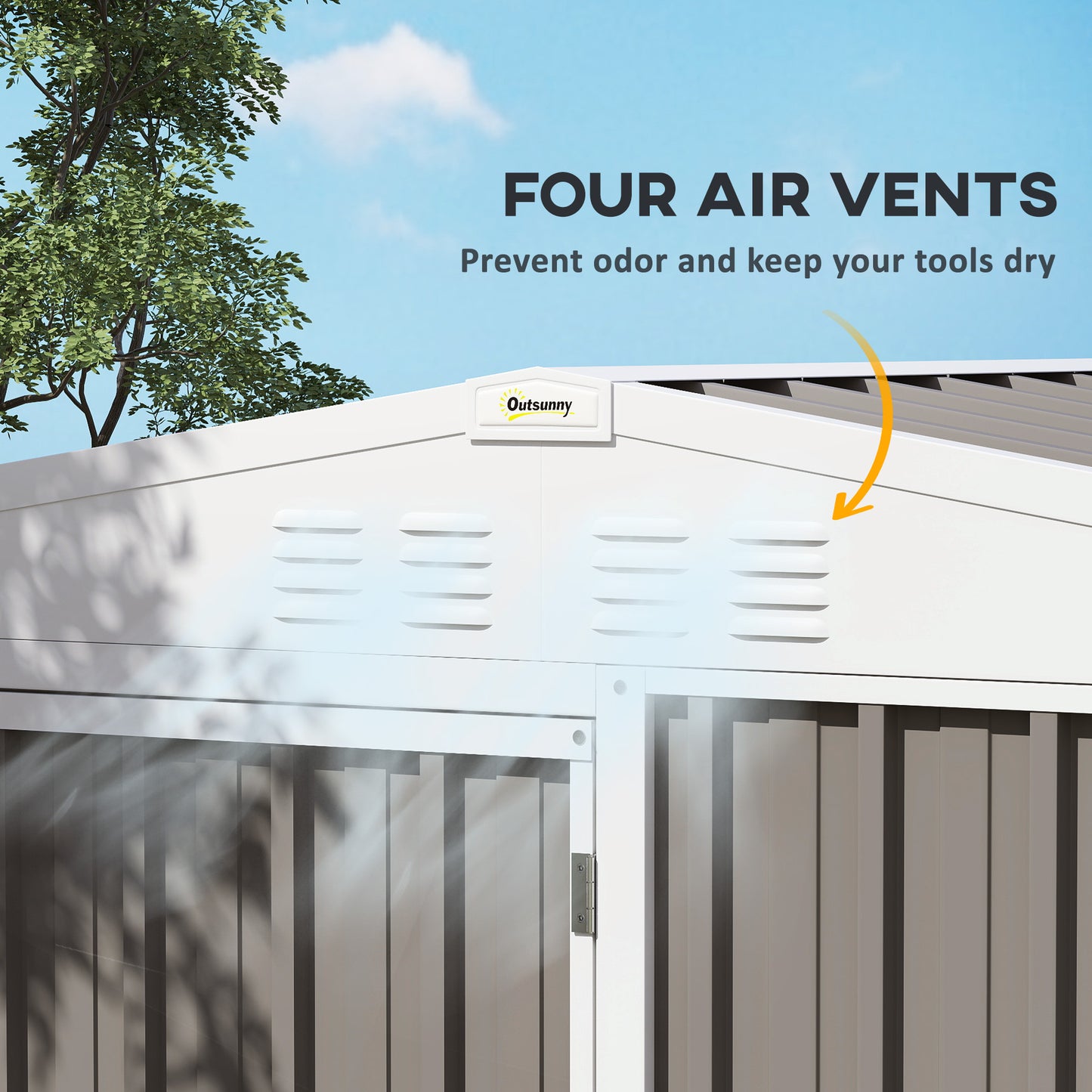 8x4ft Outdoor Metal Garden Shed with Air Vents & Lock - Warm Gray