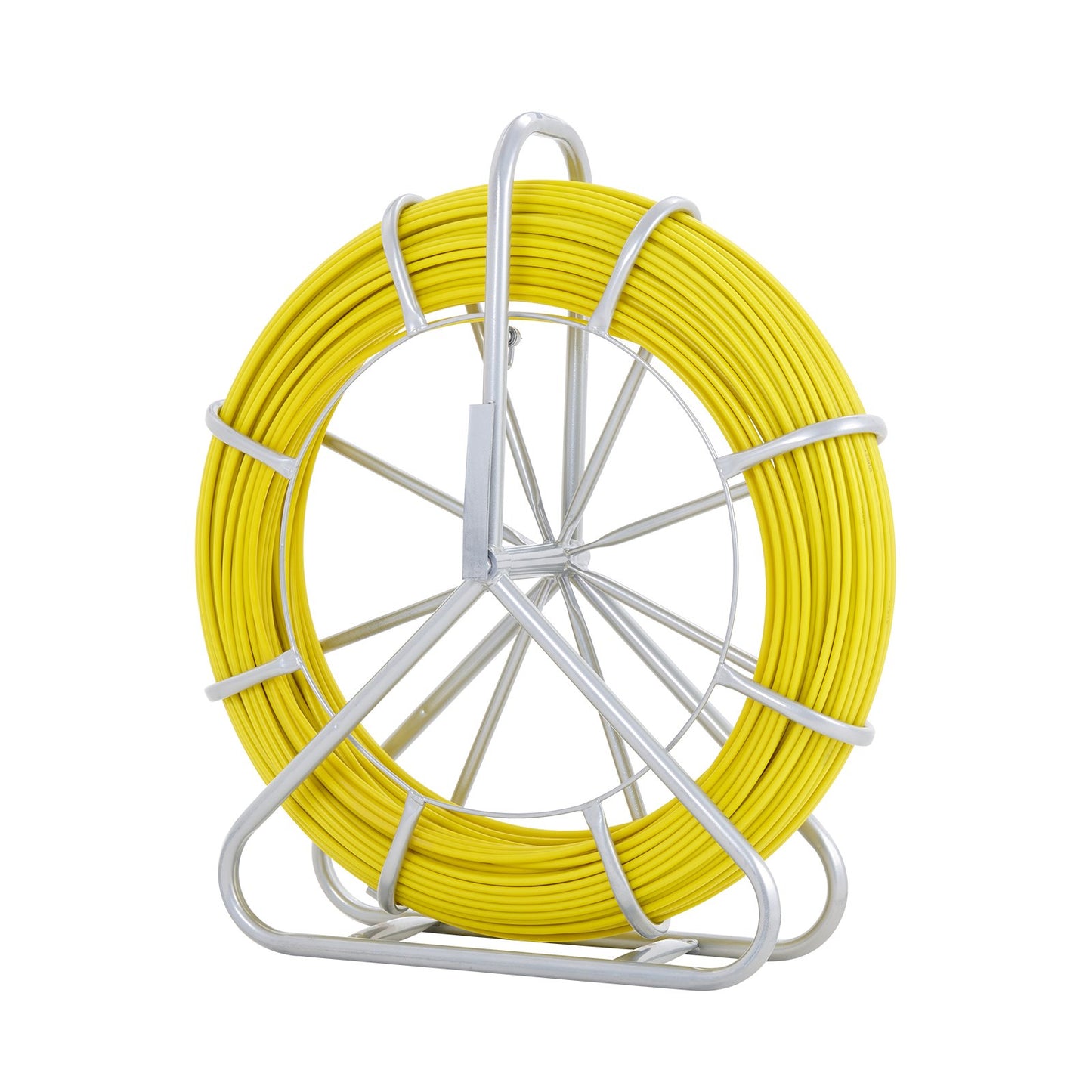 Fiberglass Fish Tape 425 Ft Non-Conductive Cable Puller with Steel Reel and 3 Heads