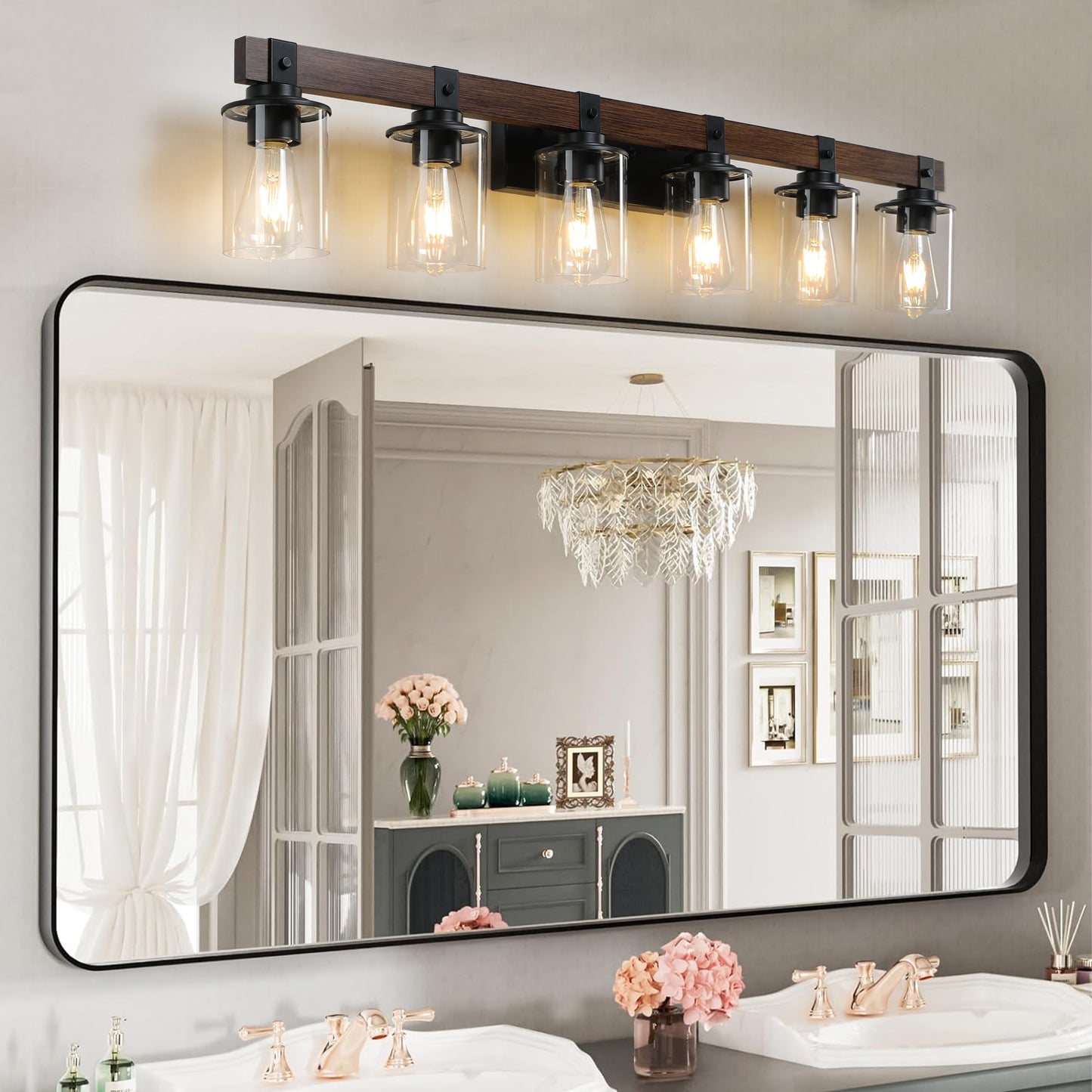 Rustic 6-Light Vanity Light Fixture - Industrial Bathroom Sconce