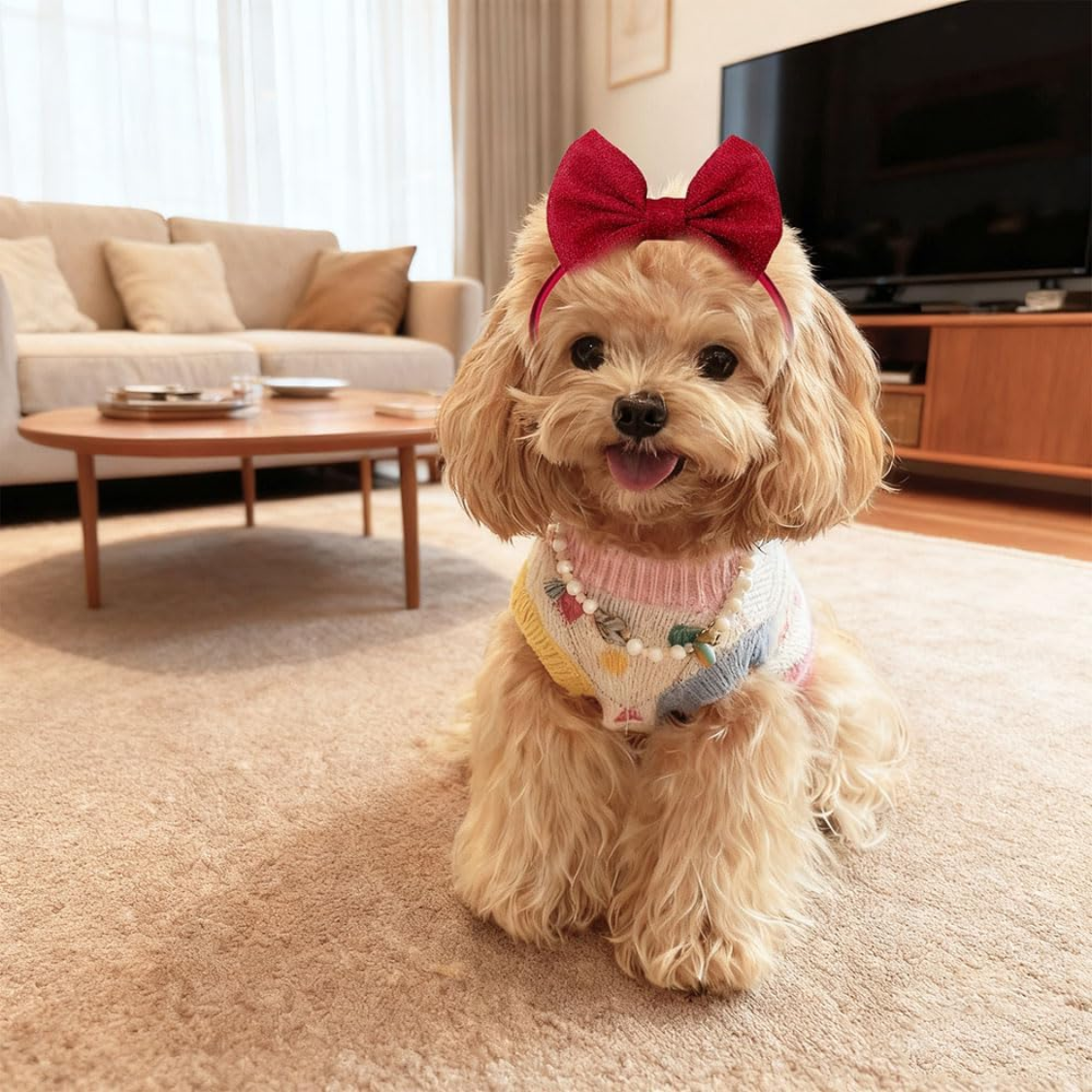 Dog Hair Bow Headbands Set - Adjustable Pet Hair Accessories for Small & Medium Dogs