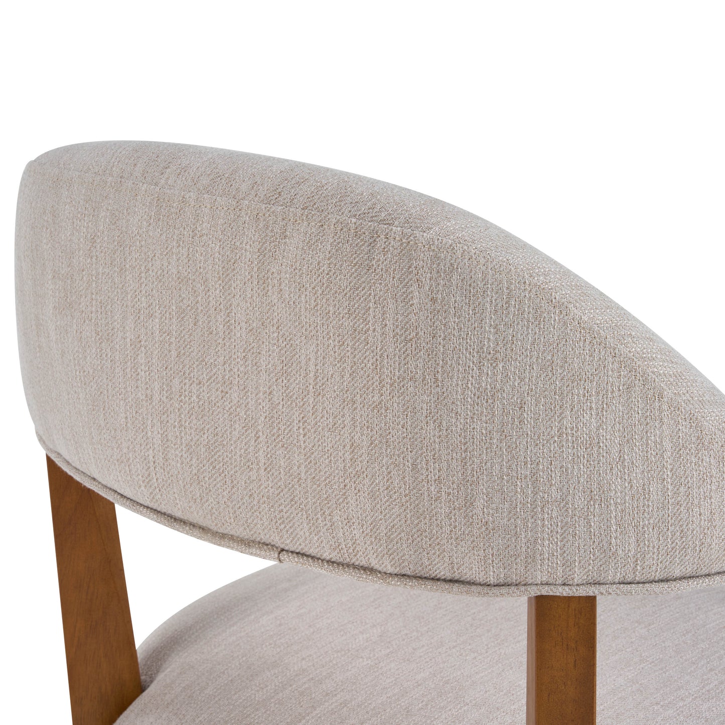 Upholstered Dining Chairs with Armrests - Set of 2, Walnut & Beige