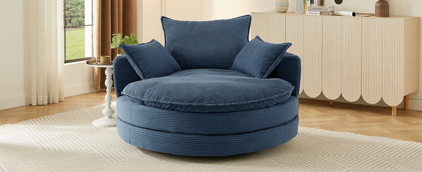 360° Swivel Accent Chair with Dual-Layer Cushion - Blue