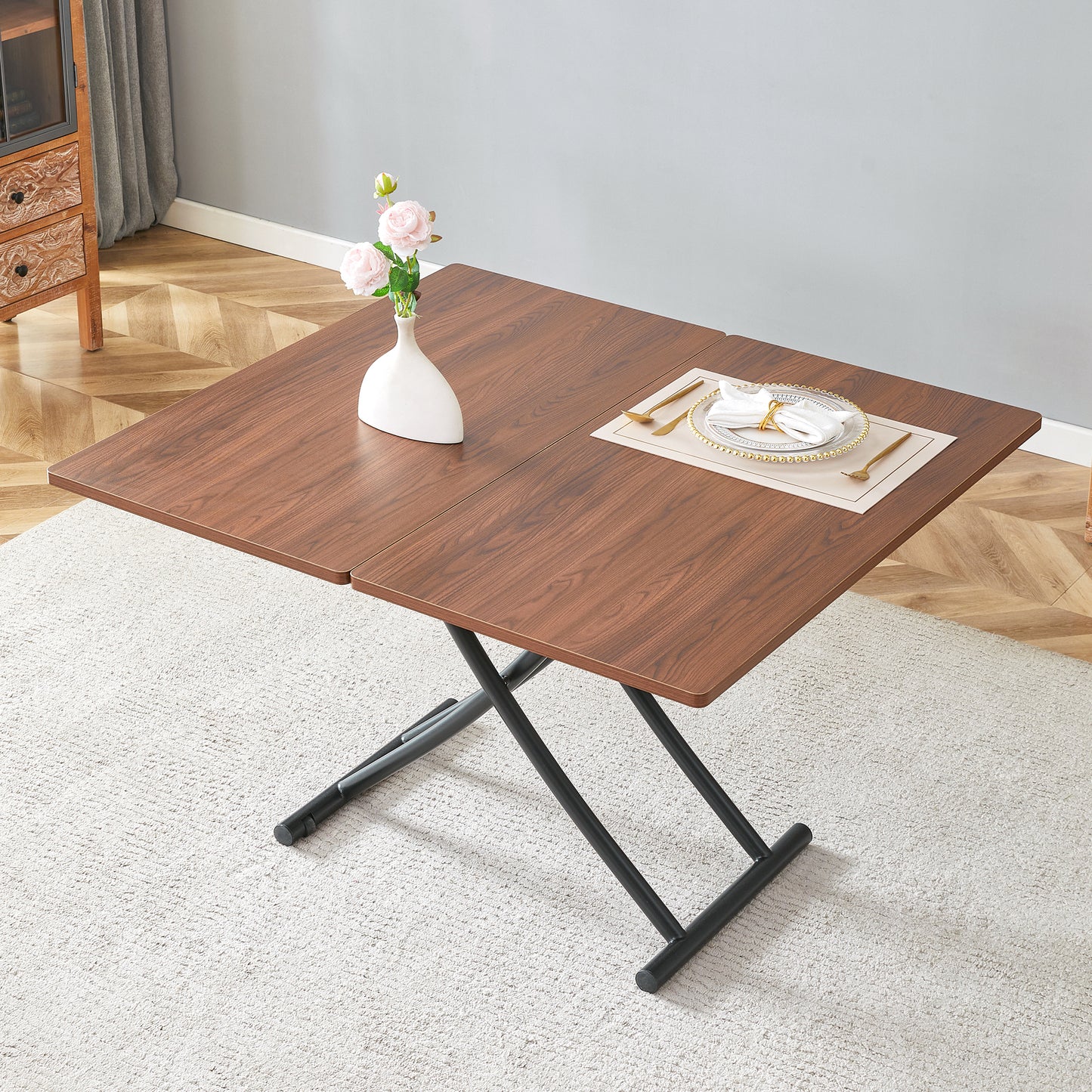Modern Minimalist Multifunctional Lift Table With 0.8 Inch Thick MDF
