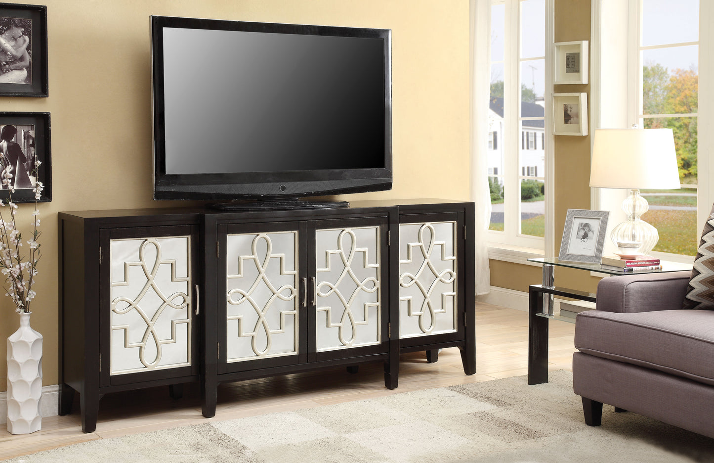 Kacia Antique Black Console Cabinet - Stylish Storage Solution