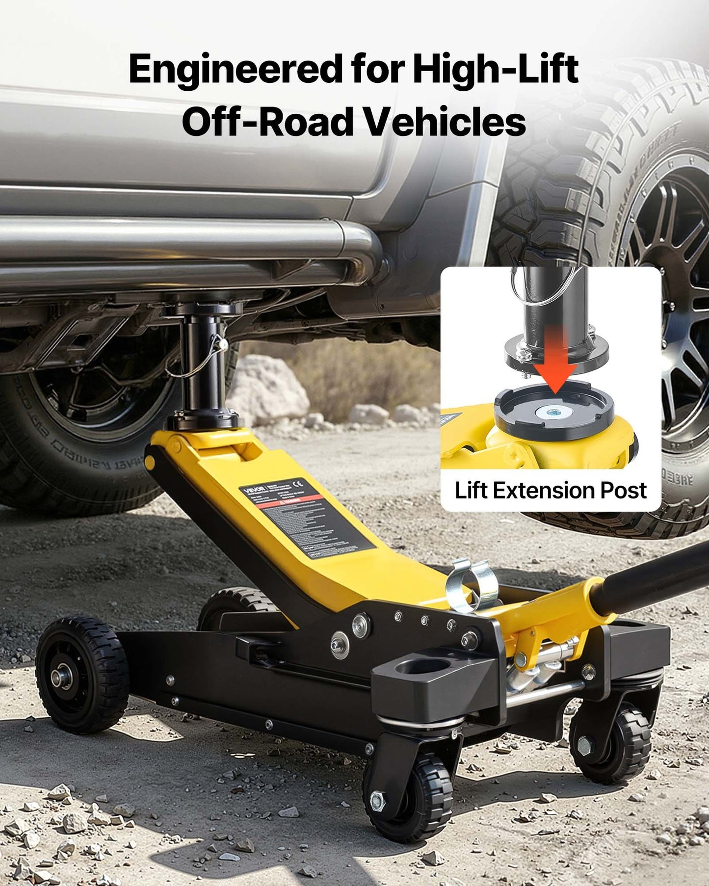 3 Ton Hydraulic Floor Jack with Dual Pistons and Quick Lift - Aluminum & Steel