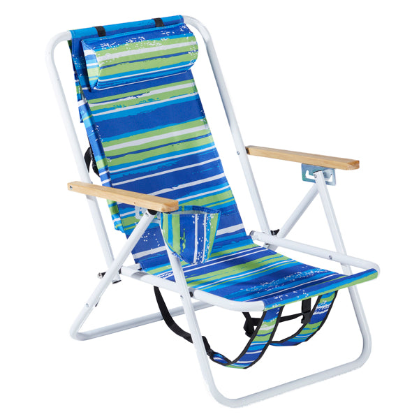 Folding Beach Chair Set of 2 - 4-Position Portable Camping Chairs with Headrest and Cup Holder