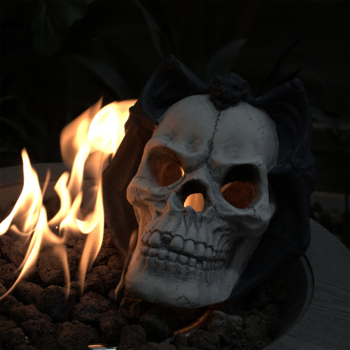 Demon Skull Gas Log for Ventless Fire Pits - Halloween Decor
