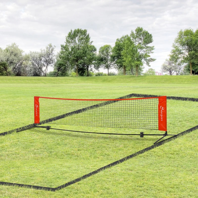 10ft Portable Soccer Tennis Net with Sideline & Storage Bag - Red