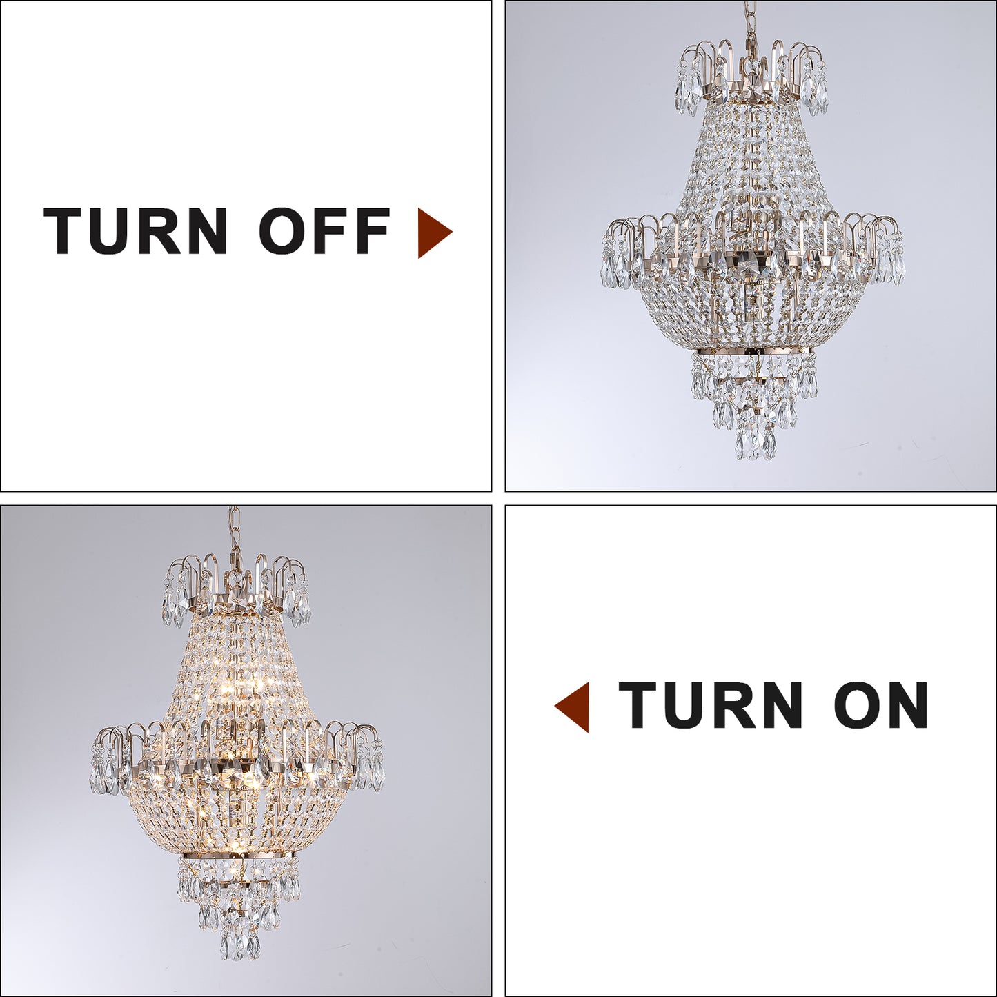 Large Gold Crystal Chandelier - Luxury Ceiling Light Fixture