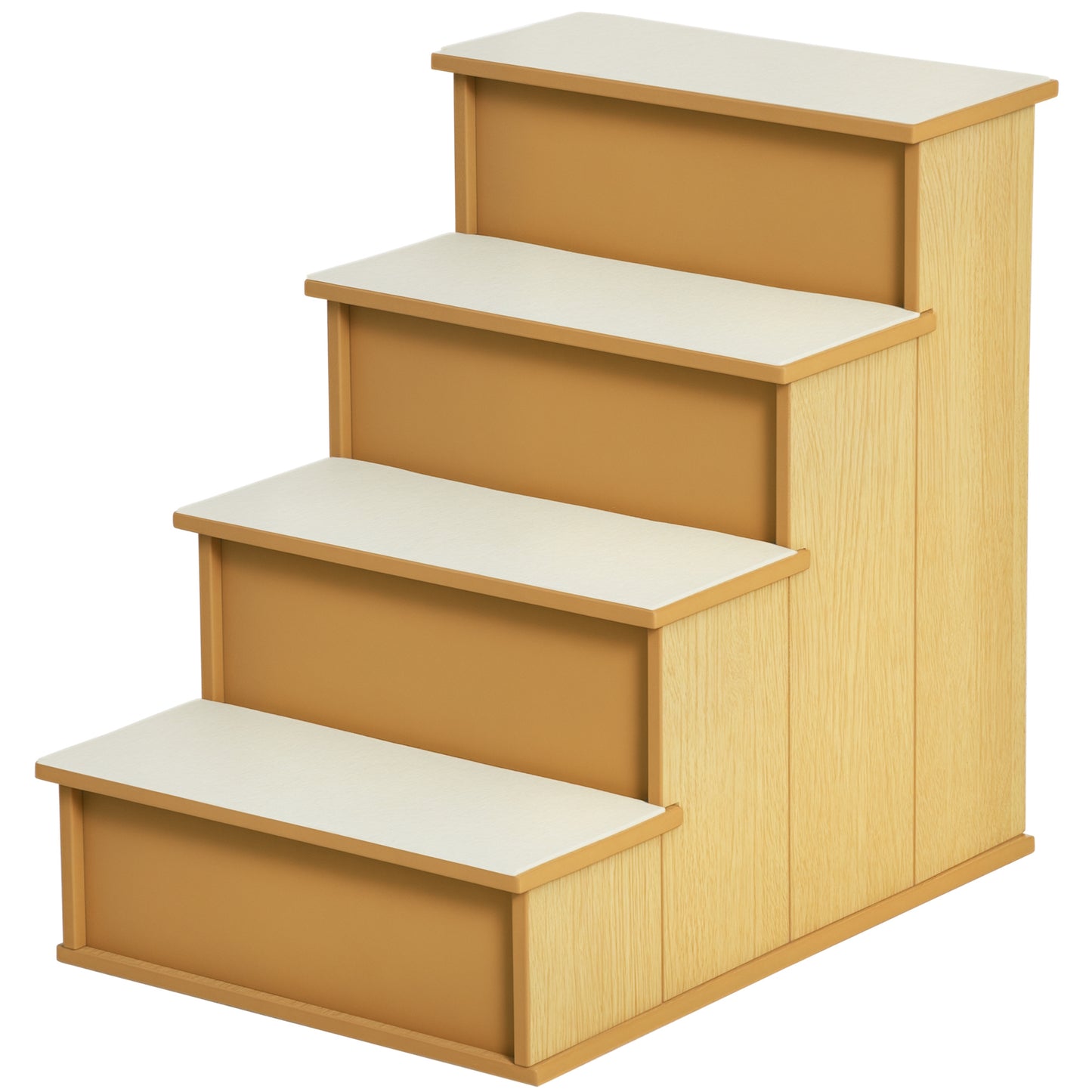 Small Pet Stairs with Cushioned Cover for Dogs & Cats Up to 22 lbs - Natural Wood