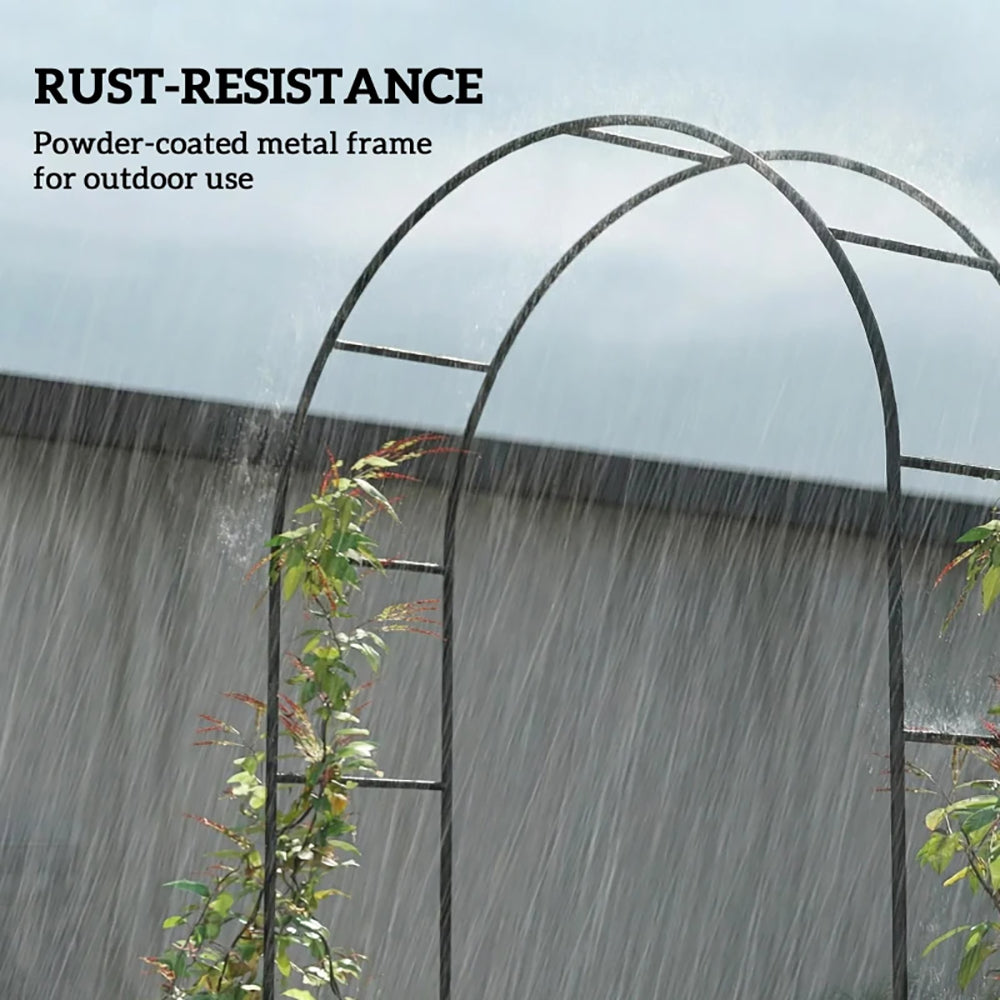 8 Ft Steel Garden Arch - Modern Wedding Arbor with Stable Base