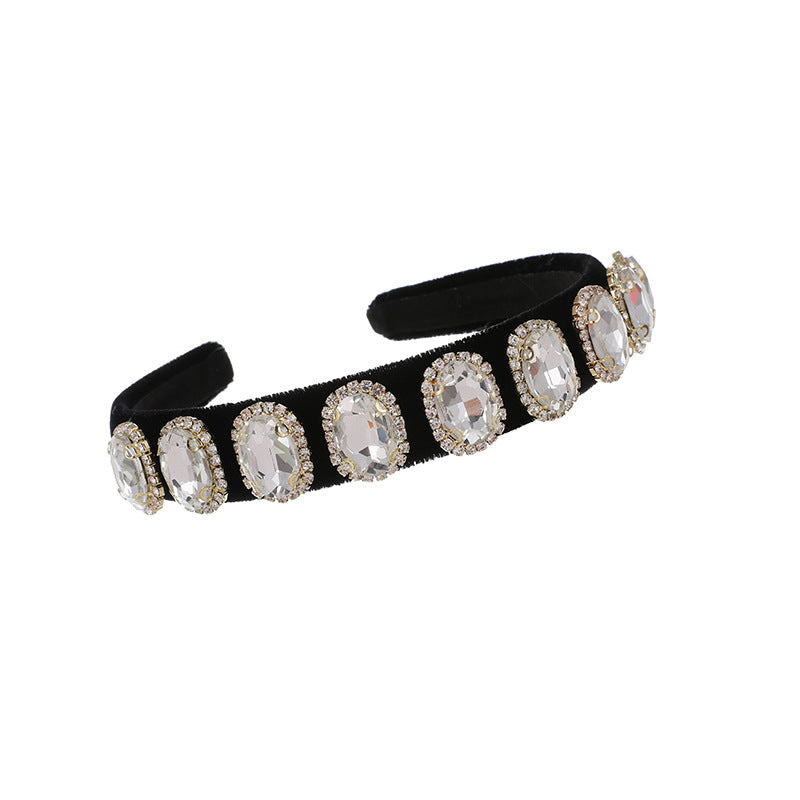 Women’s Fabric Diamond Round Headband with Chain Clip - Stylish Hair Accessory