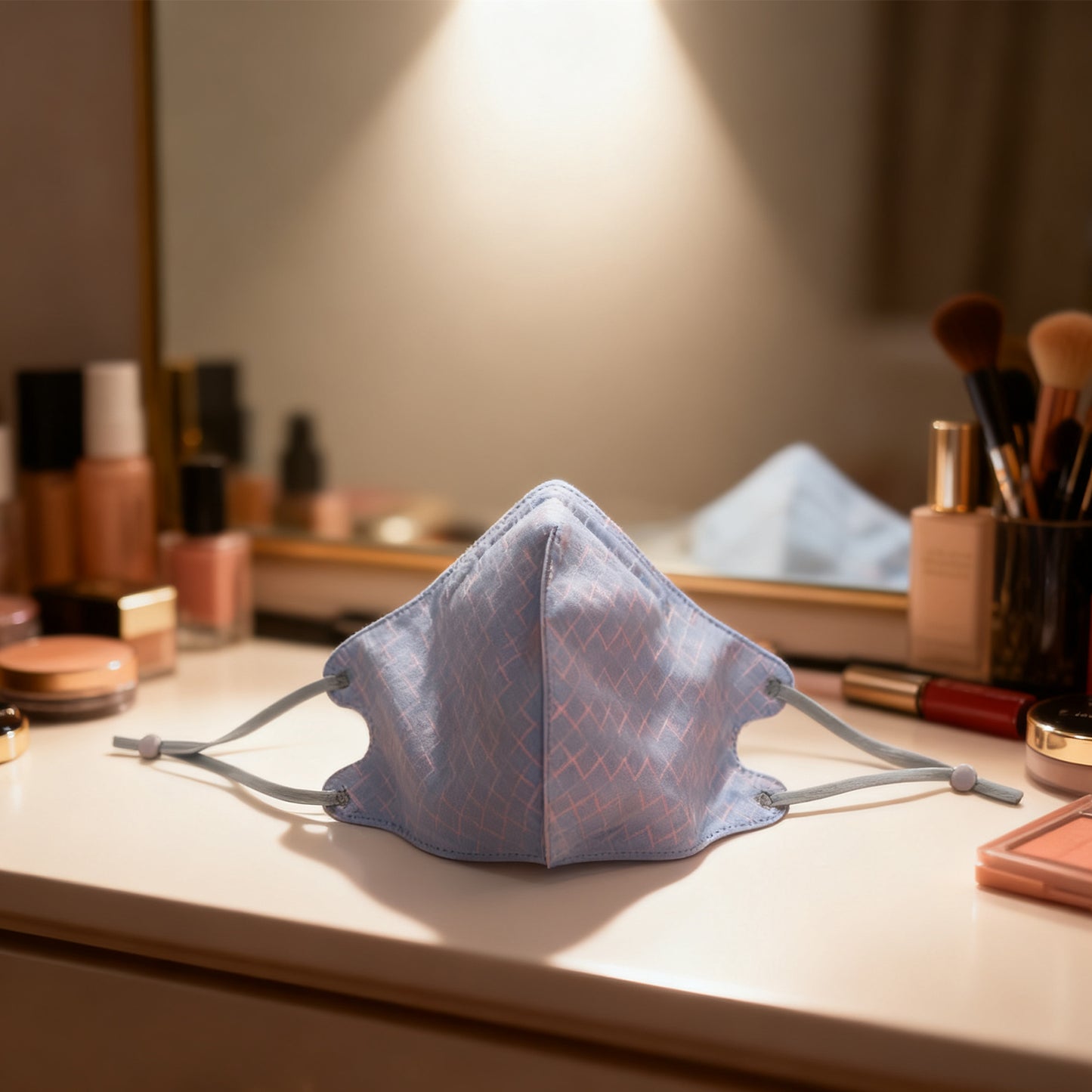 3D Houndstooth Face Mask - Blue