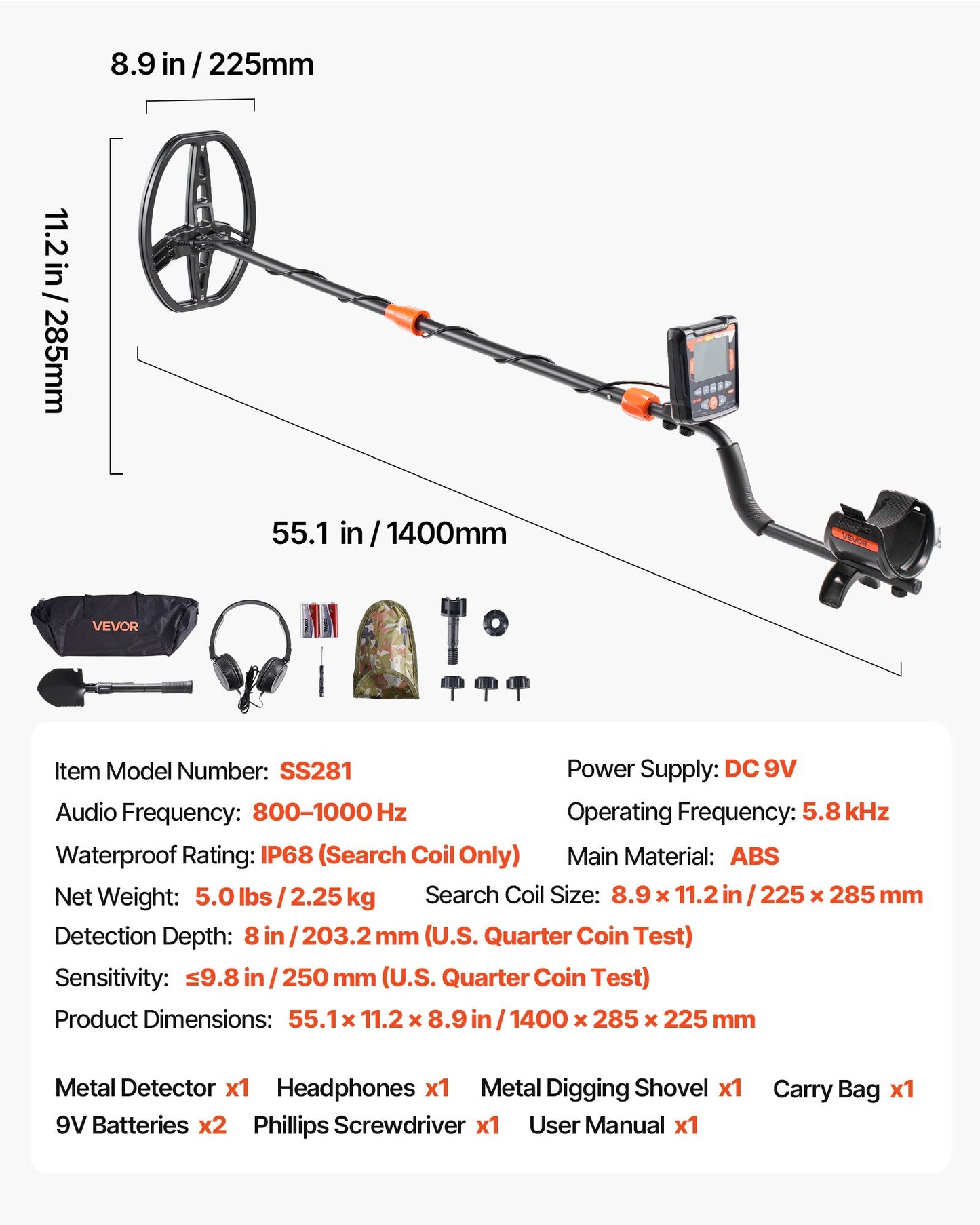 Professional 10-Inch Metal Detector for Gold & Treasure Hunting Waterproof IP68