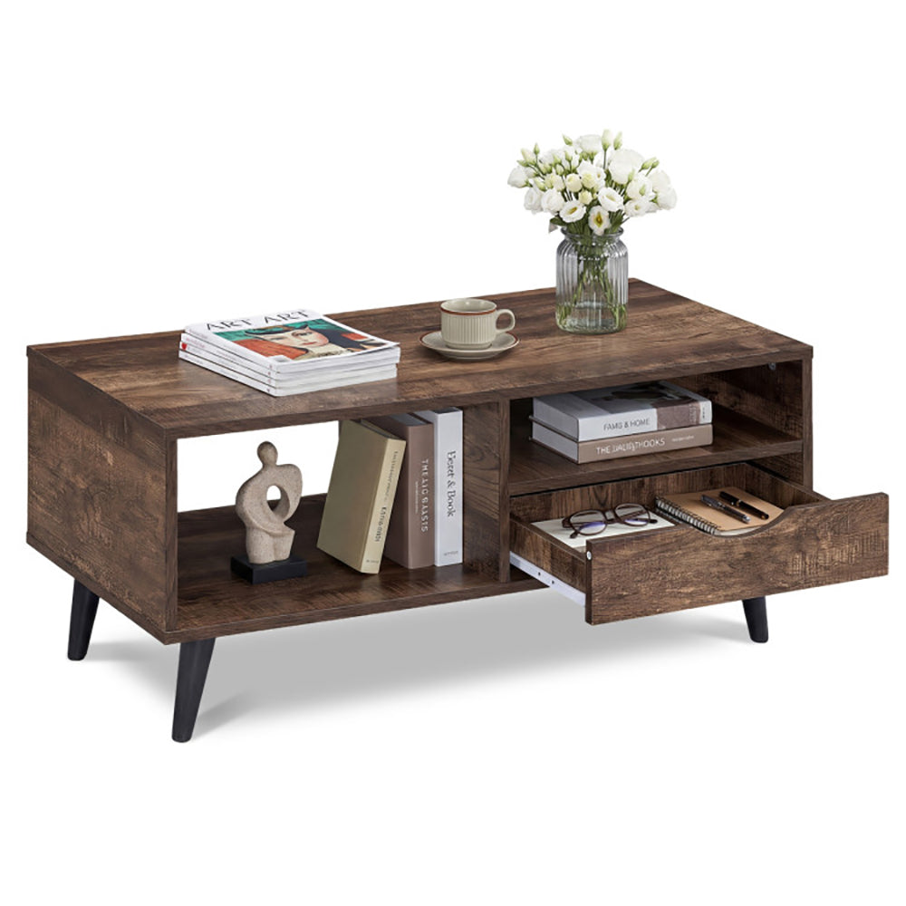 Coffee Table With Storage Rustic Rectangle Center For Living Rooms,