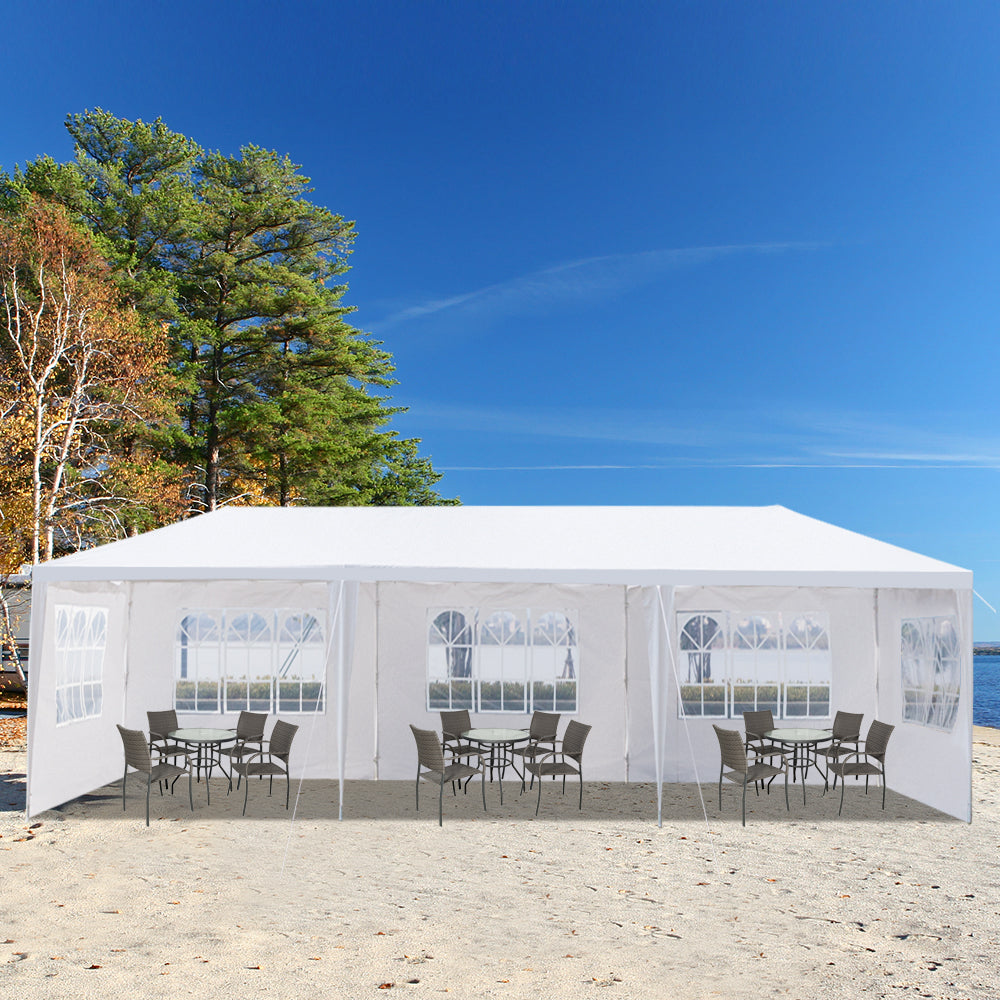 10x30ft White Party Tent with 5 Sidewalls - Waterproof Canopy
