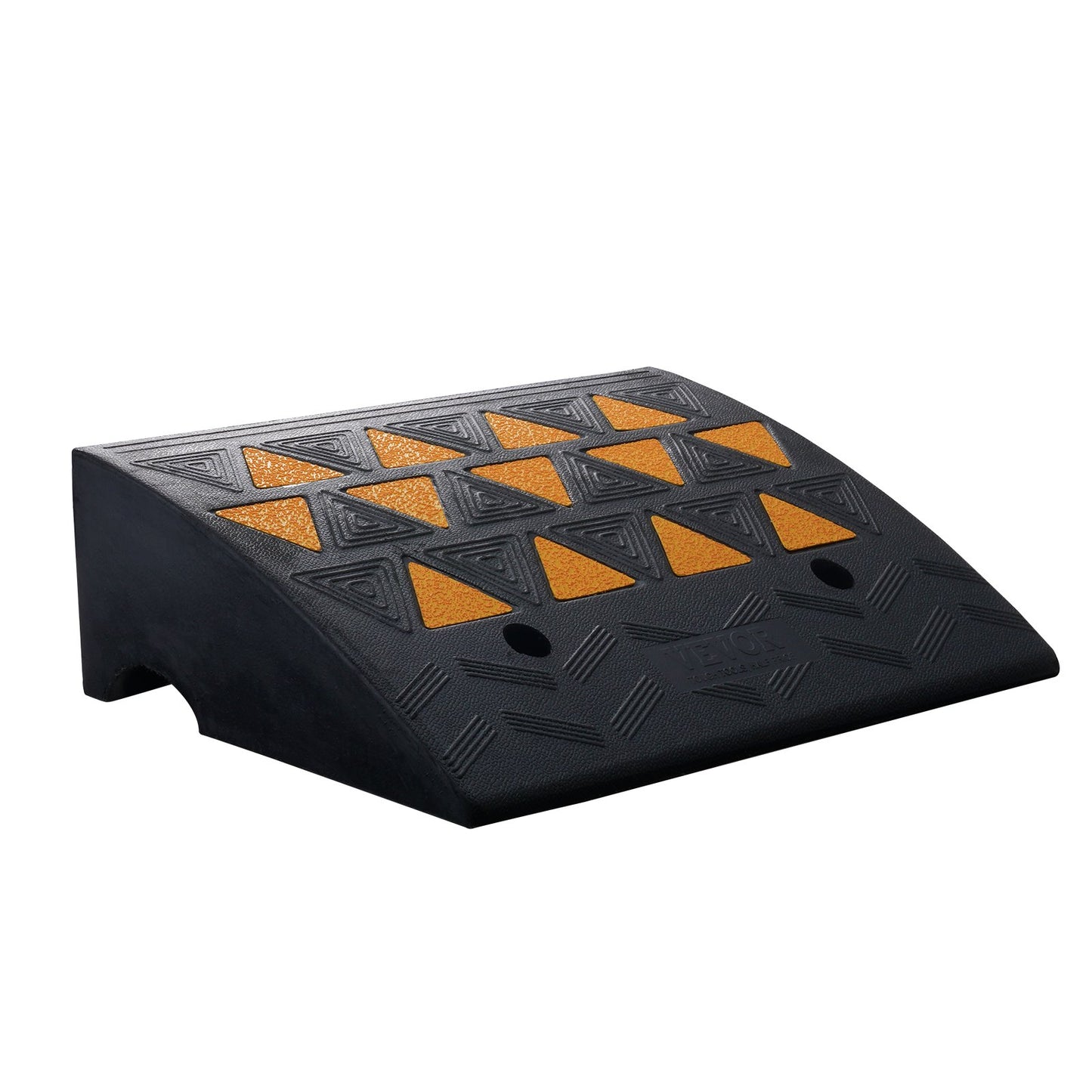 Heavy Duty Rubber Curb Ramp for Vehicles & Wheelchairs - 6' Rise, 14.6' Width, 19.3' Length, Black