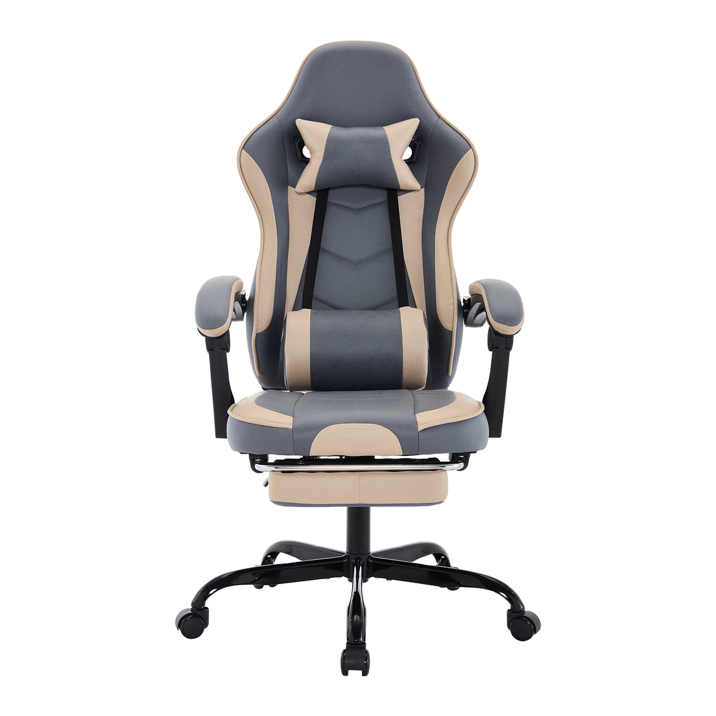 Ergonomic Gaming Chair with Footrest & Massage Support - Blue Beige