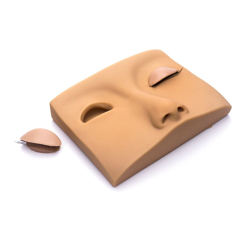 False Eyelash Practice Face - Multi-functional Makeup Tool, Brown Half Face