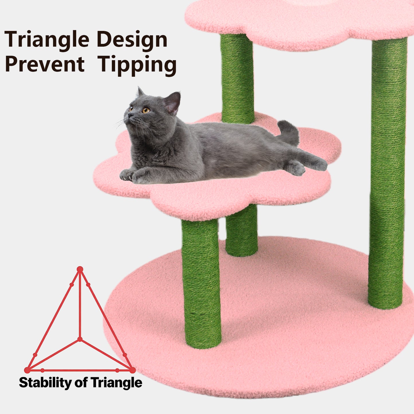 Pink Multi-Level Cat Tree with Removable Cozy Perch & Scratching Posts - Climbing & Resting Furniture for Cats and Kittens