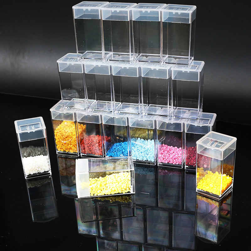 Acrylic Nail Storage Box with Beads Drill Organizer Small Square & Round Bottles