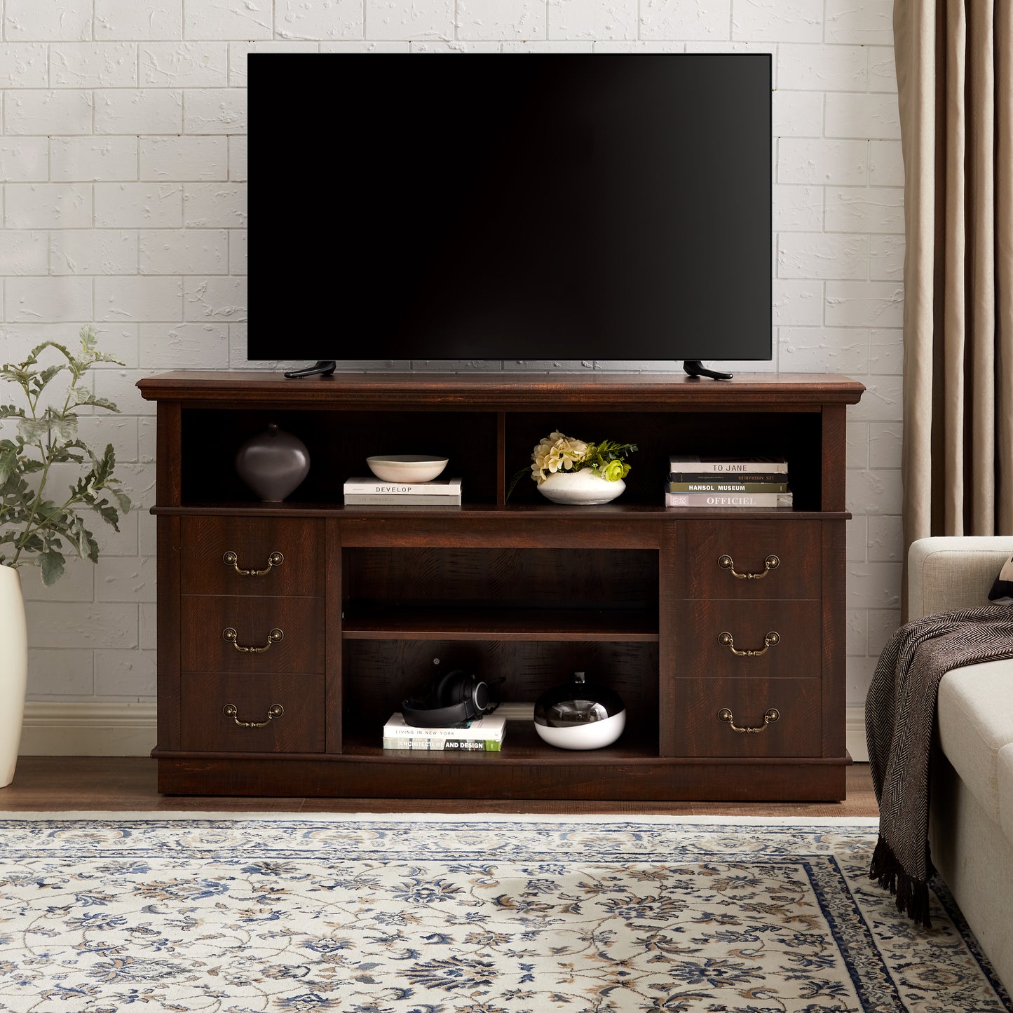 Retro TV Stand With Storage For TVs Up To 65 , Mid Century Modern &
