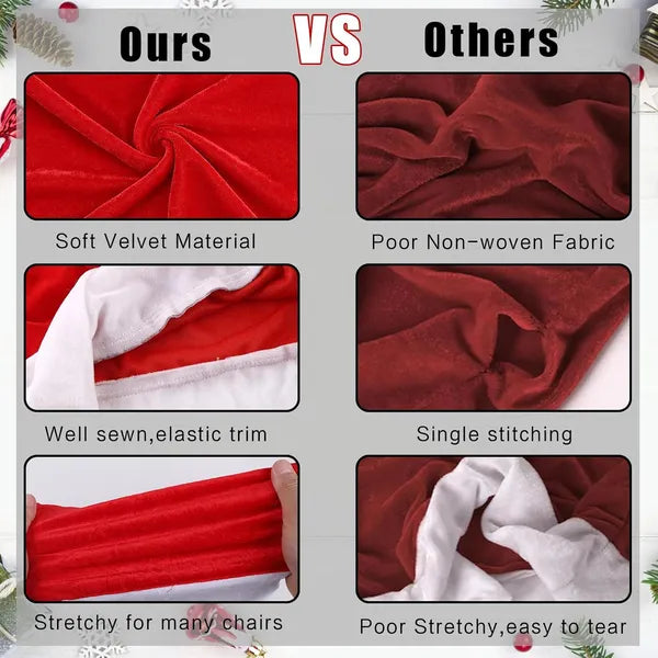 4-Pack Red Christmas Chair Covers - Santa Hat Slipcovers