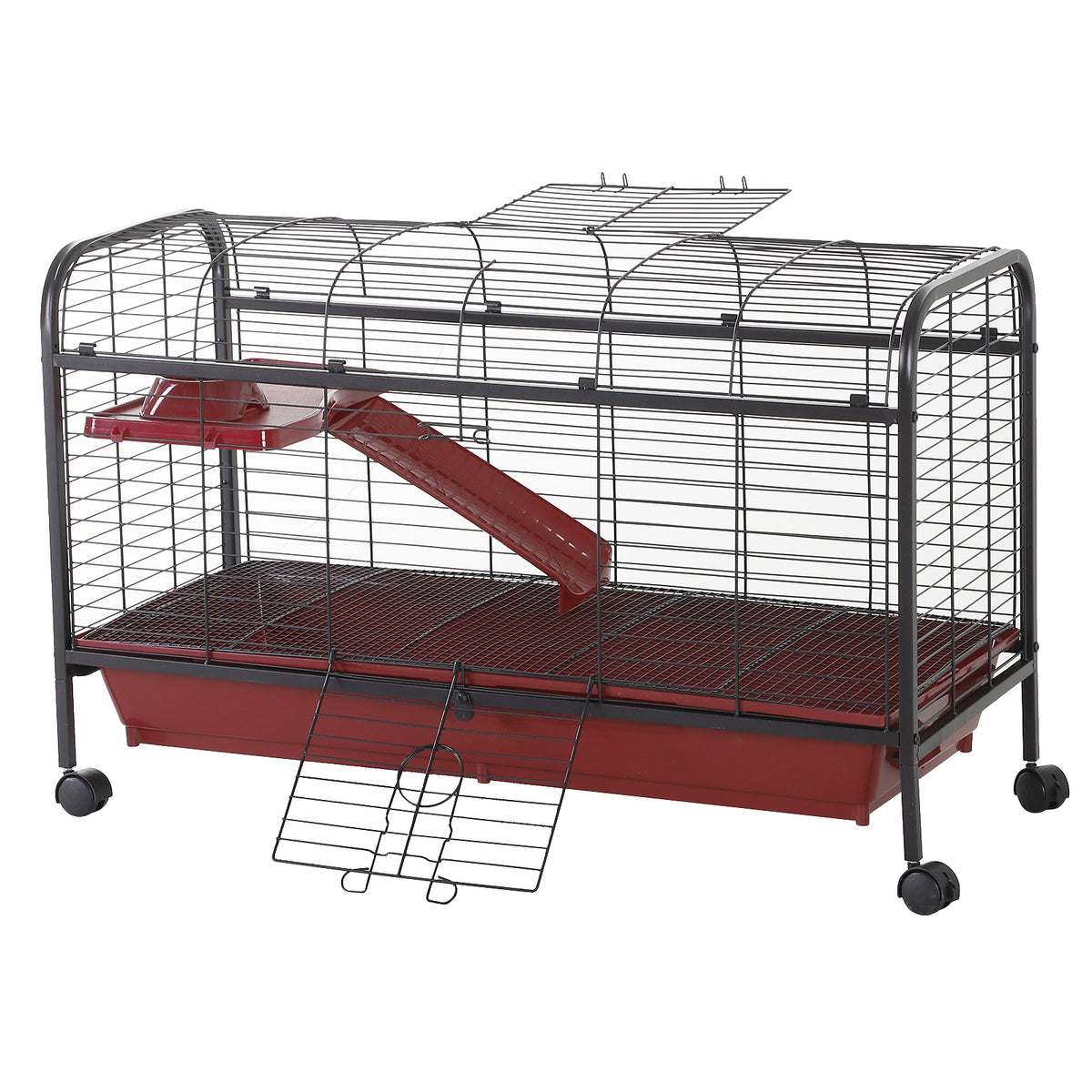 Small Animal Cage with Wheels & Accessories - Rabbit & Ferret Habitat, 41 Inches