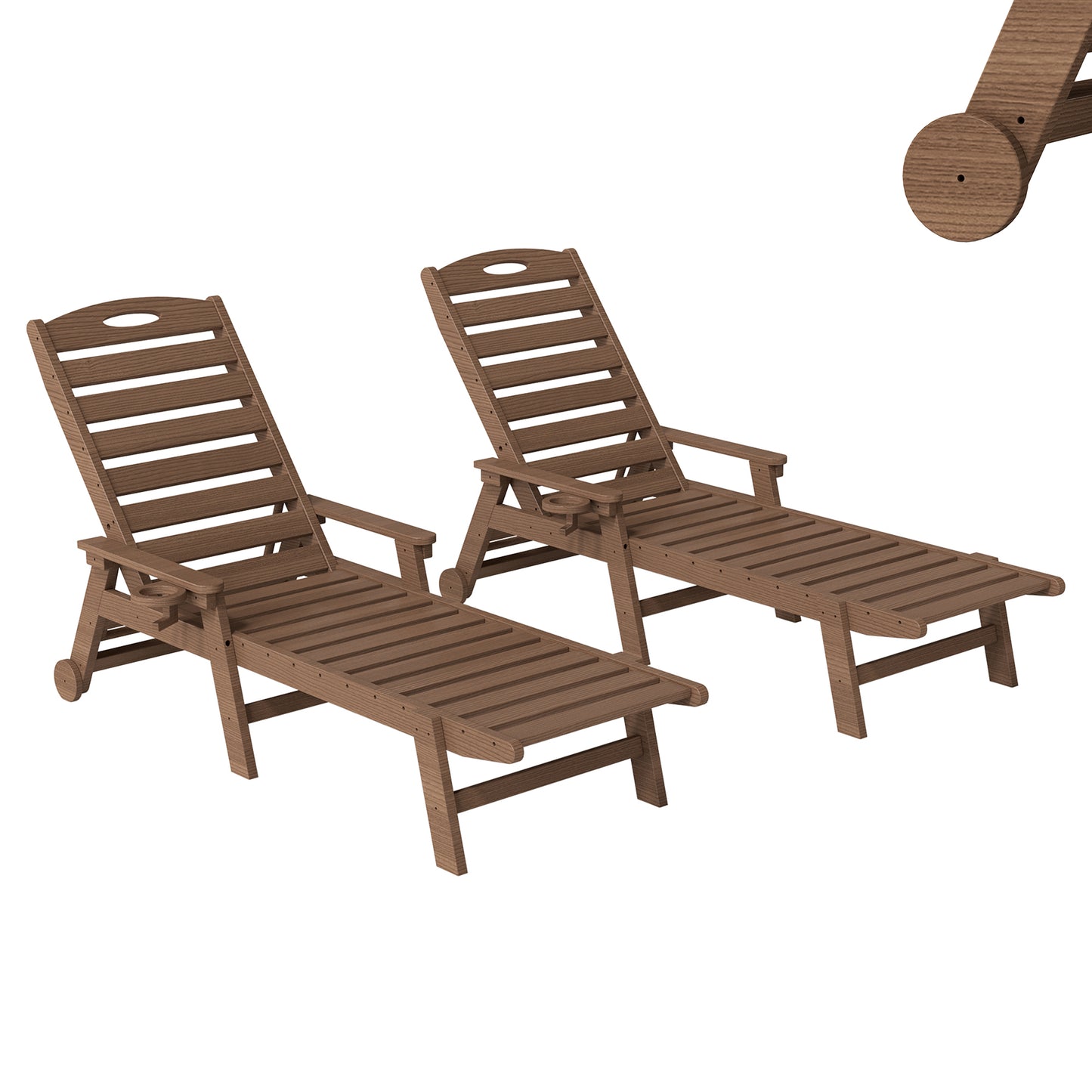 Outdoor Lounge Chairs Set Of 2, HDPE Pool Chaise For Poolside,