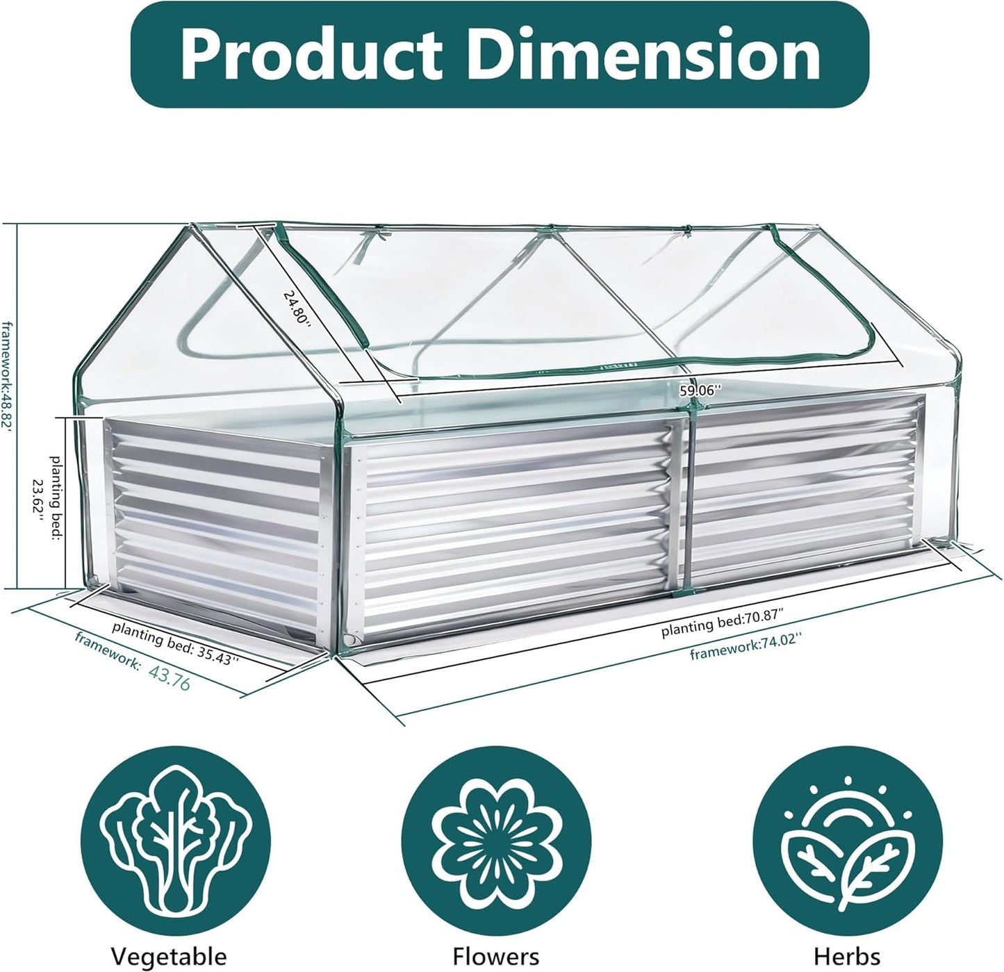 Greenhouse with Double Zipper Doors Waterproof UV Protection for Flowers, Vegetables & Herbs - Multiple Sizes