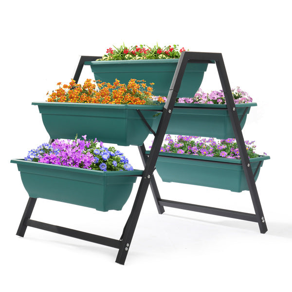 Green Tiered Garden Planting Pots Set - 5 Floors Outdoor Indoor Planters