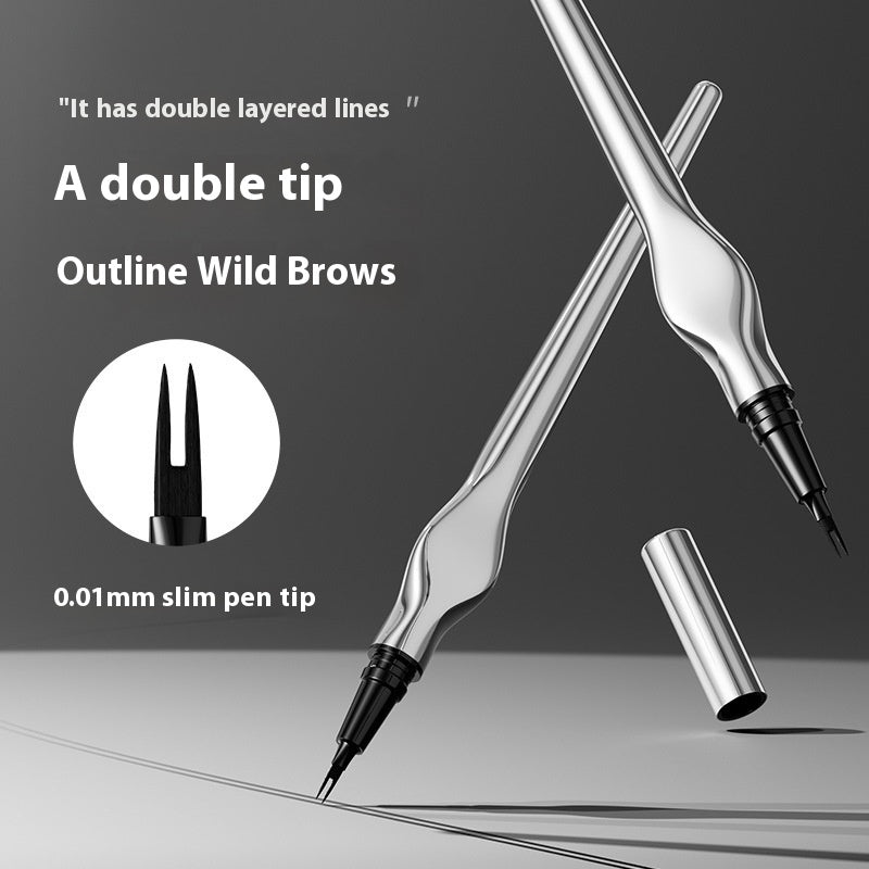 Waterproof Eyebrow Pencil with Dual-Fork Tip - Sweat-proof, Long-lasting Makeup Tool